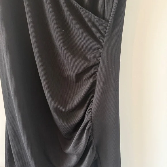 Slinky Black Draped Mini Dress – Size M - Picture 3 of 3